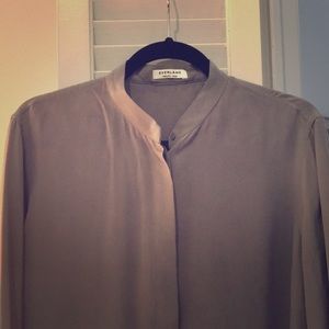 Everlane 100% silk button down gray size large